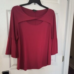 Elegant Red Women's Blouse with Flared Sleeves